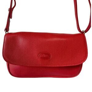 Longchamp Le Foulonné Vintage Red Leather Convertible Crossbody Bag Y2K
